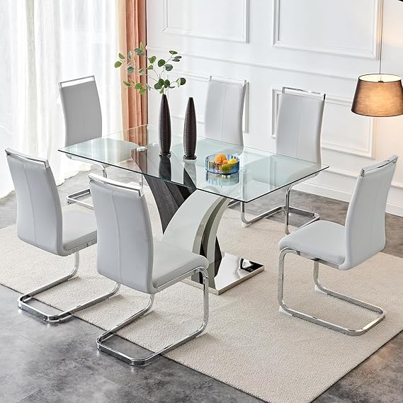 Sleek 63″ Modern Dining Table Set for 6 | Contemporary Design & Comfort
