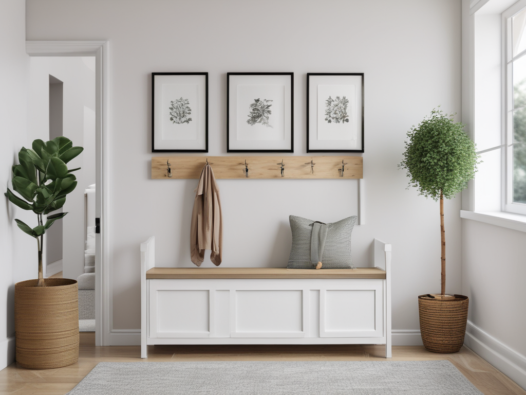 JXQTLINGMU Farmhouse Entryway Bench with Coat Rack: A Practical and Stylish Solution