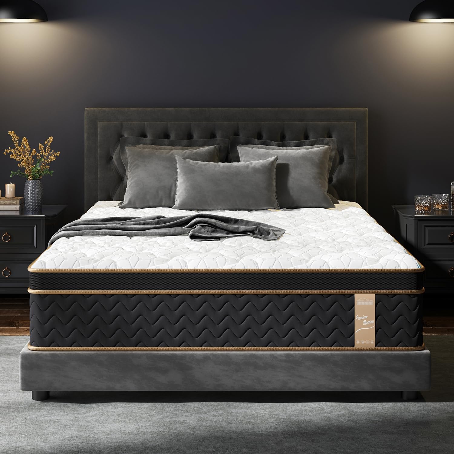 Discover the Perfect Night’s Sleep: Queen 12-Inch Hybrid Mattress with Gel Memory Foam and Pocket Springs