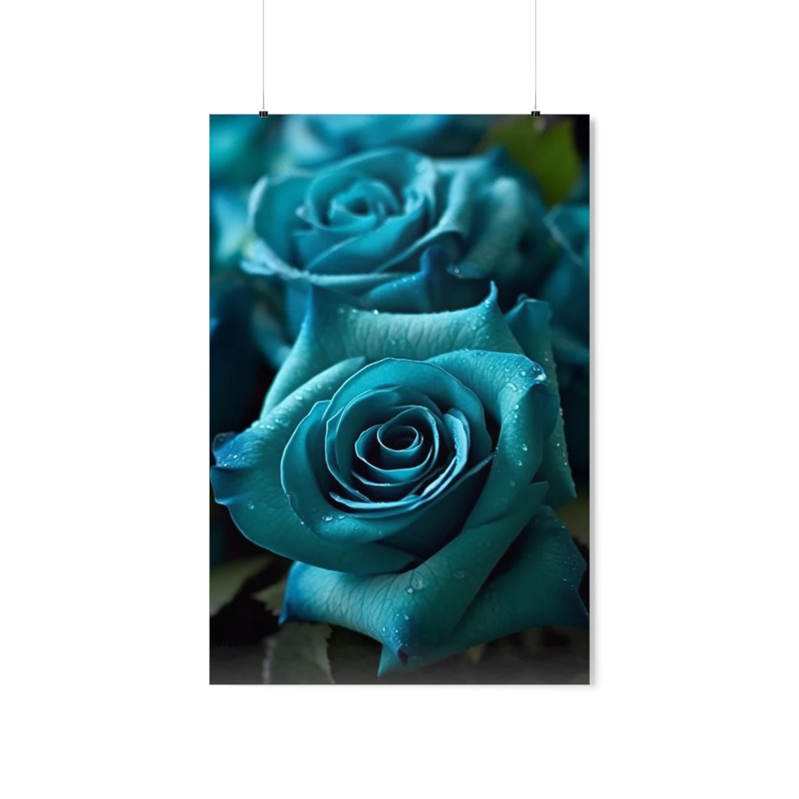 Teal Roses Premium Matte Vertical Poster: Timeless Elegance for Any Room