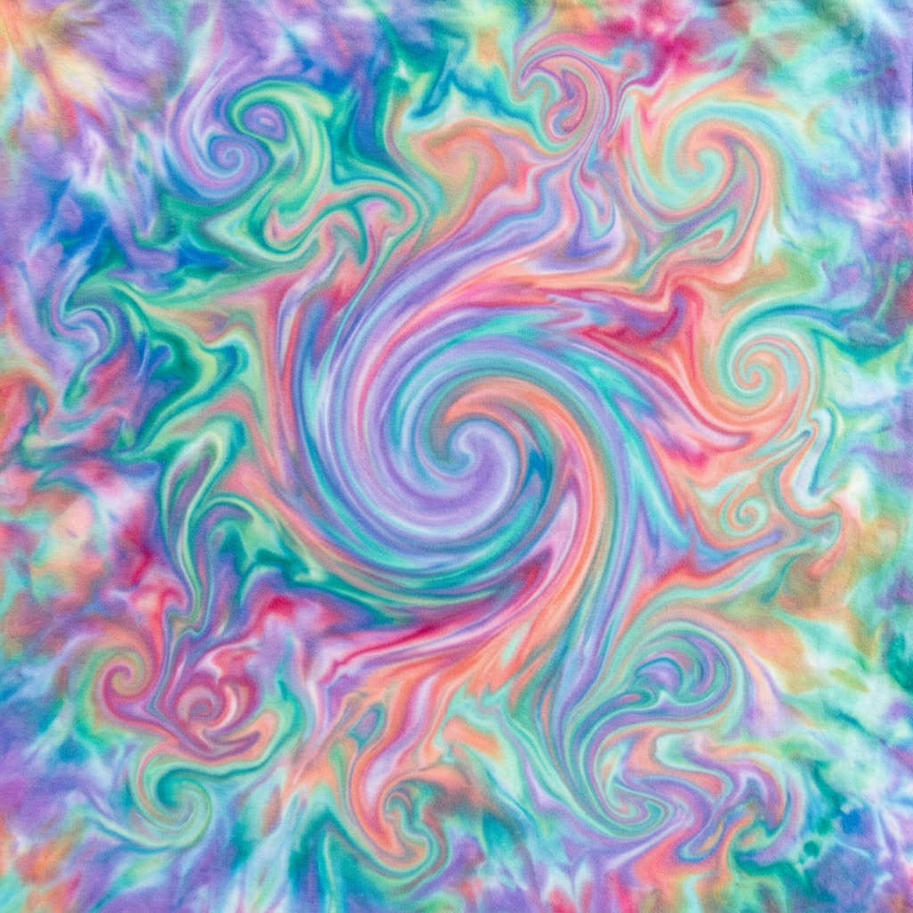 Swirling pastel colors in a vibrant tie-dye pattern